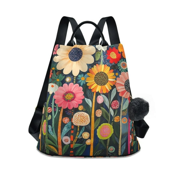 FORMRS Women's Travel Backpack Purse Anti-theft Hidden Pockets Casual Shoulder Bag, Large Colorful Flowers