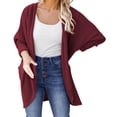 thumbnail image 1 of Manteau d'Hiver Automne pour Femmes Col Rond Tricot Mi-Long Manteau Extérieur Ouvert Trench Chaud Cardigan Mode, 1 of 4