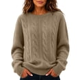 thumbnail image 4 of MaFYtyTPR Women's Cable Knit Sweater Crew Neck Long Sleeve Pullover Sweaters Solid Winter Warm Casual Loose Fit Top, 4 of 6