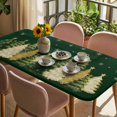 thumbnail image 3 of Green Christmas Tree Table Cloths for 5 Foot Rectangle Tables, Xmas Tree Winter Snowflake Patio Waterproof Elastic Fitted Tablecloths, Washable Rectangular Table Cover for Camping, 3 of 8