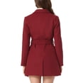 thumbnail image 3 of INSPIRE CHIC Manteau Trench à Double Boutonnage avec Ceinture et Poches pour Femme Rouge Foncé TP, 3 of 6