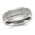 thumbnail image 1 of Mens Titanium Polished Band Ring with Synthetic Cubic Zirocnias (8mm), 1 of 4