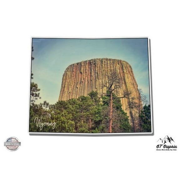 Wyoming Devils Tower - 3" Vinyl Sticker - For Car Laptop I-Pad Phone Helmet Hard Hat - Waterproof Decal