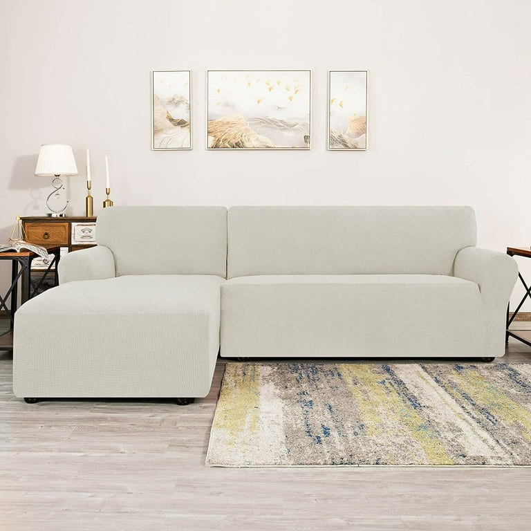 Bolee L Shaped Jacquard Stretch Box Cushion Sofa Slipcover