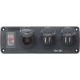 thumbnail image 2 of Blue Sea Systems 4365-BSS Water-Resistant Accessory Panel - 15A Circuit Breaker, 12V Socket, 2x 2.1A Dual USB Chargers, 2 of 3