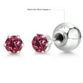 thumbnail image 6 of Gem Stone King Platinum Pink Tourmaline Stud Earrings for Women Men (0.50 Cttw, Gemstone October Birthstone, Round 4MM), 6 of 6