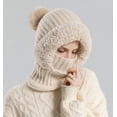 thumbnail image 4 of Vinsonshop 3 in 1 Beanie Hat for Women Ski Mask for Women Thermal Balaclava Winter Balaclava Warm Face Mask Knit Hood Neck Warmer Beige M, 4 of 4