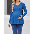 thumbnail image 5 of Weardear Maternity Tops Long Sleeve Pleated Waist Pregnancy Shirts V Neck Casual Pregnant Clothes Tunic Blouse for Women, 5 of 6