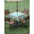 thumbnail image 3 of Coastal Outdoor Tablecloth - 60x60 Inch Square Dining Table Cover, Summer Nautical Beach Coral Starfish Blue Ombre Waterproof Outdoor Table Cloth with Umbrella Hole & Zipper for Picnic/Patio/Party, 3 of 7