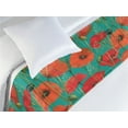 thumbnail image 3 of Poppy Bed Runner, Retro Meadow Blossom of Flowers Romantic Botanical Design Pattern, Decorative Accent Bedding Scarf for Hotels Homes & Guest Rooms, Twin, Teal Burnt Orange and Green, by Ambesonne, 3 of 3