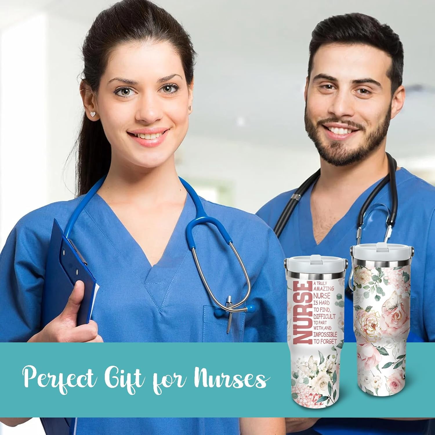 30oz Nurse Tumbler Cup with Handle Nurse Travel Coffee Mug, Nurse Nutrition Facts Tumbler, Best Nursing School Gifts, Nursing Graduation Gifts, RN Gifts for Nurses Appreciation Gifts