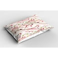 thumbnail image 2 of Ambesonne Pink Pillow Sham 2 Pack, Branch Leaves Spring Art, 36"x20", Red Green, 2 of 3