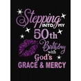 thumbnail image 4 of Women's Fashionable Gradient Purple Lip & " Grace & Mercy" Script Print T-Shirt - Casual Round Neck Short Sleeve, Comfortable Polyester Blend, Ideal for Summer, 4 of 8