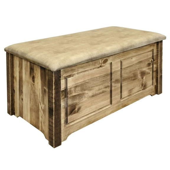 Homestead Collection Small Blanket Chest, Buckskin Upholstery, Stain & Lacquer Finish