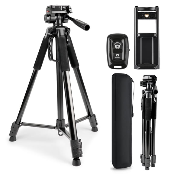 71" Camera Tripod, BUSATIA Tripod for Camera, Phone Video Recording, Heavy-Duty Camera Tripod Stand, 11lb Load Capacity, Adjustable Height from 24" to 71'', for Camera, Phone, Projector, Webcam