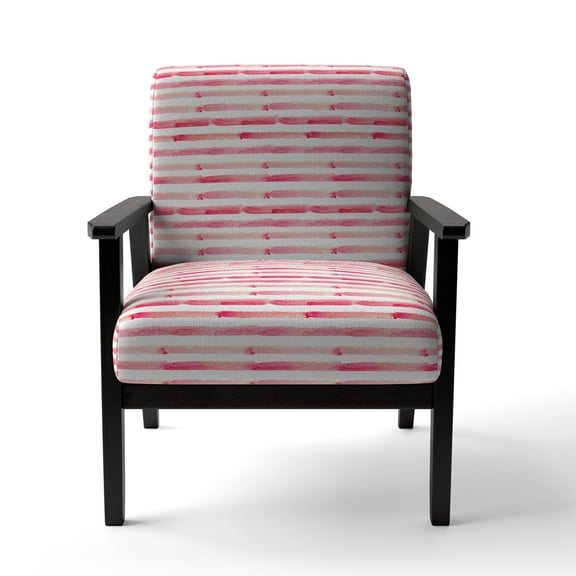 Designart "Pink and White Striped Pattern" Upholstered Patterned Accent Chair and Arm Chair