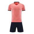 thumbnail image 2 of Kids Soccer Uniform Ndbuld Kids Boys Girls Fashion Football Training Suit Short Sleeve Top Shorts Mesh Breathable Set, 2 of 5