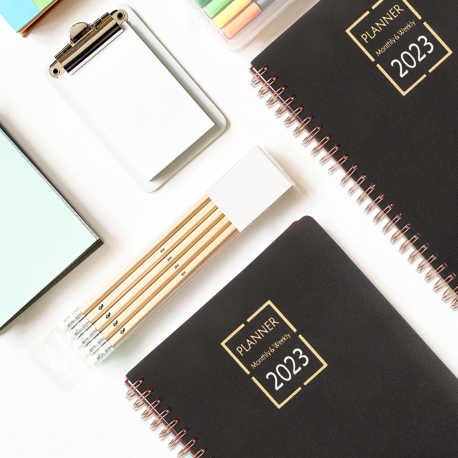 FUEENIRVA 2023 Multi-Function Black Memo Pad and Planner Notebook for Detailed Scheduling Notes and Daily Organization
