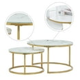 thumbnail image 6 of Modern Round Nesting Coffee Table Set with 31.5 inch Tempering Glass Top with imitation marble sticker Stacking Side Tea Table for Living Room, 6 of 8