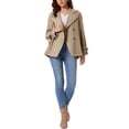 thumbnail image 2 of INSPIRE CHIC Trench Coat for Women's Long Sleeve Double Breasted Lapel Casual Fall Jacket Coats Outerwear with Belt XS Light Khaki, 2 of 6