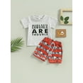 thumbnail image 2 of Bagilaanoe 2pcs Toddler Baby Boy Short Pants Set Short Sleeve Letter Print T Shirt Tops + Shorts 6M 12M 18M 24M 3T Kids Casual Summer Outfits, 2 of 9