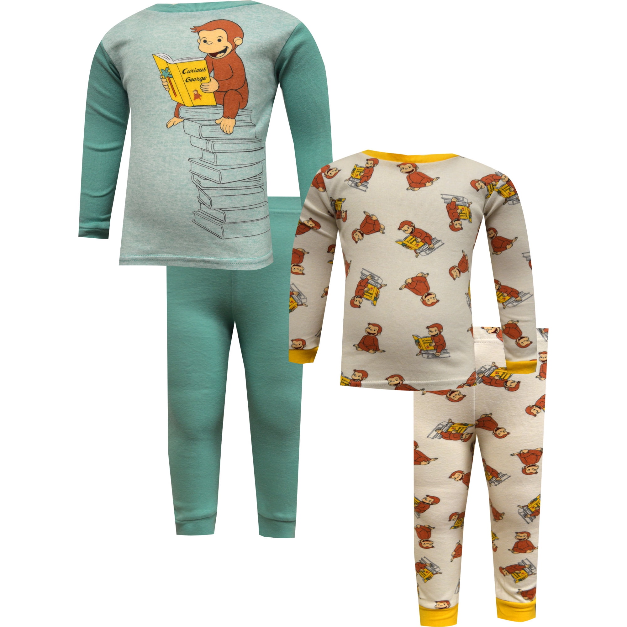 American Marketing Enterprises INC Boys Curious George Loves To Read Toddler 4 Piece Cotton Pajamas 4T Walmart