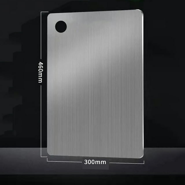 Planche à Découper en Acier Inoxydable Double Face avec Trou de Suspension, Planche à Découper de Cuisine pour Viande, Légumes et Fruits, Résistante aux Rayures et Compatible avec Couteaux, Facile à Nettoyer