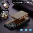 thumbnail image 5 of Allytechgroup 2 In 1 Wallet Case for iPhone 16 Pro Max, Detachable Magnetic Back Cover Cards Holder Premium PU Leather Stand RFID Blocking Bumper Shockproof Case Cover for iPhone 16 Pro Max, Brown, 5 of 10