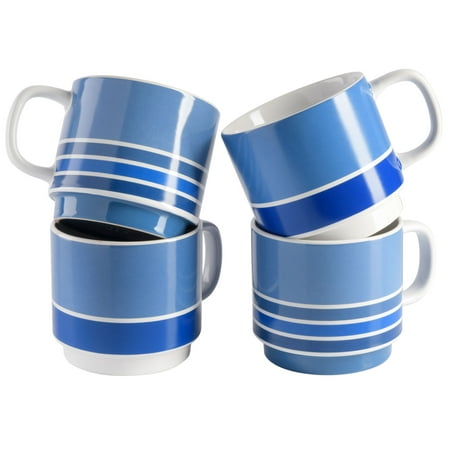 

Gap Home Color Stripes 14.8-Ounce Stackable Dark Blue Stoneware Mug Set of 4
