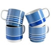 Gap Home Color Stripes 14.8-Ounce Stackable Dark Blue Stoneware Mug, Set of 4