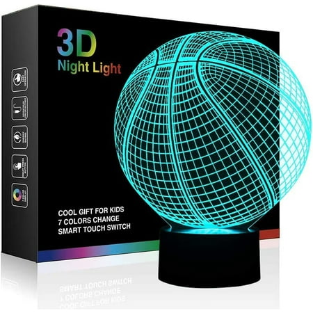

Basketball 3D Illusion Lamp LED Night Lights for Kids Birthday Gift 7 Color Changing Touch Switch Xmas Decoration Nightlight Children Room Bedroom Decorations Toys for Sports Theme Fans