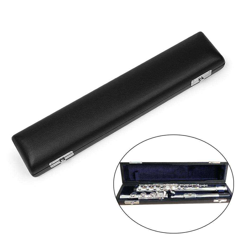 Portable 17 Holes Flute Case Cover Black Leather Wooden Flute Bag
