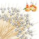 thumbnail image 1 of 100 palillos de dientes plateados para cócteles, aperitivos, palillos de dientes de bambú perlados para cócteles, palillos de dientes con forma de flor, bebidas, postres, 1 of 5