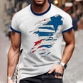 thumbnail image 5 of Men's Retro Raglan Polo Shirt, Three-Button Design with Patriotic Flag Print for Casual and Semi-Formal Occasions ,Navy M, 5 of 5