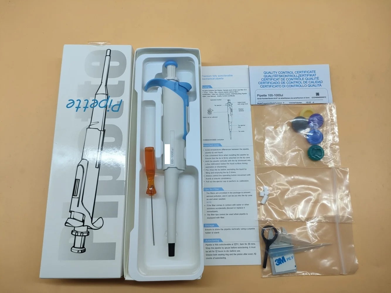 Laboratory Pipette Digital Adjustable 100-1000ul Pipeta Full Sterilizable Micropipette Lab Equipment With Pipette Tips , High-Accurate