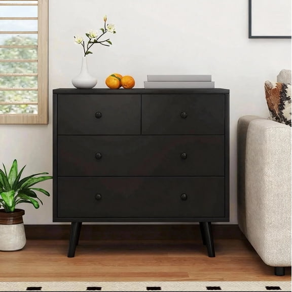 DRAZUNO 4 Drawer Dresser for Bedroom Wide Chest of Drawers with Metal Guide Rails