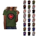 thumbnail image 1 of T-shirt Femme Saint-Valentin 2026 Mode Manches Courtes Col Rond Cœur Graphique, 1 of 4