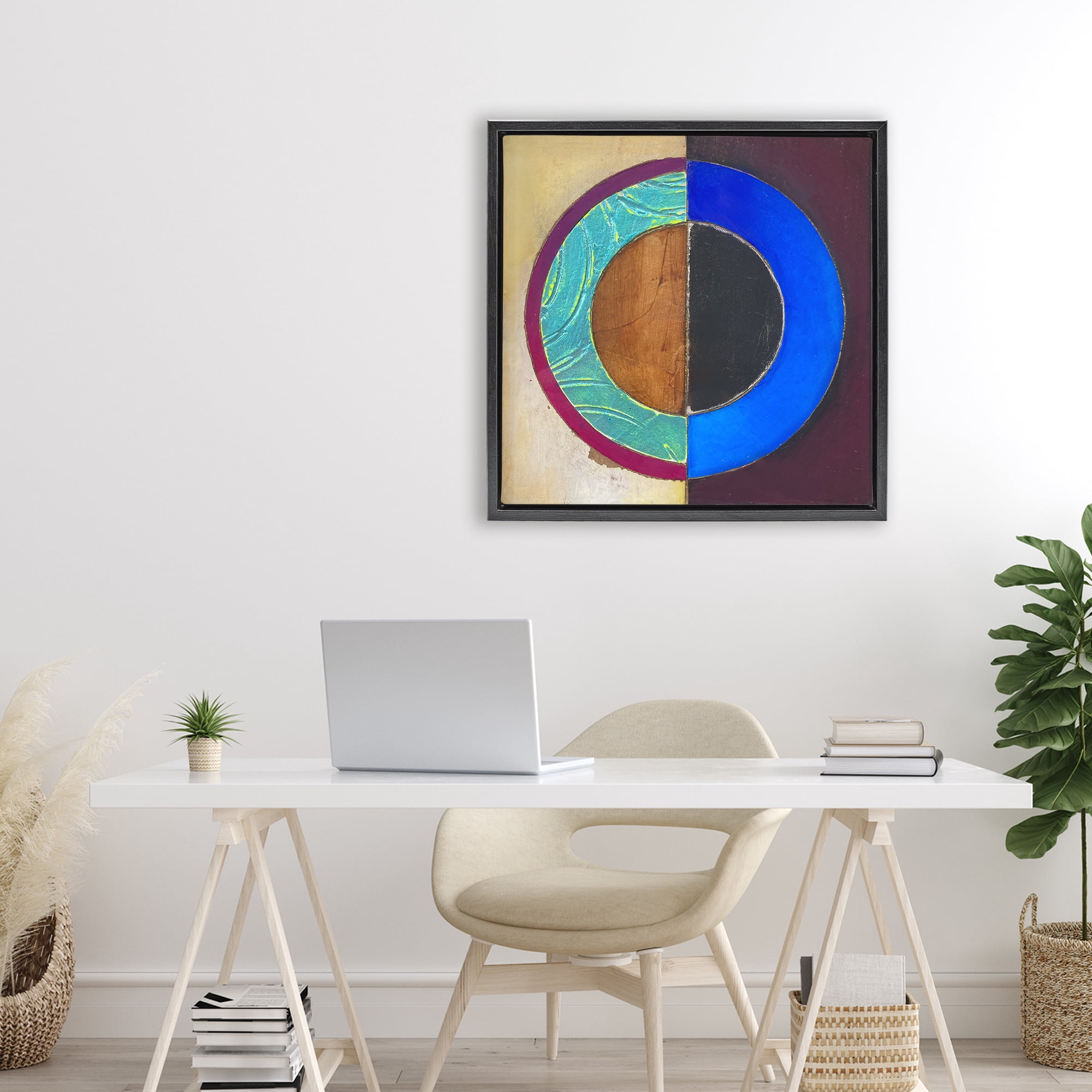 Stupell Industries Nautical Split Circle Black Framed Floater Canvas Wall Art, design by Matthew Finger