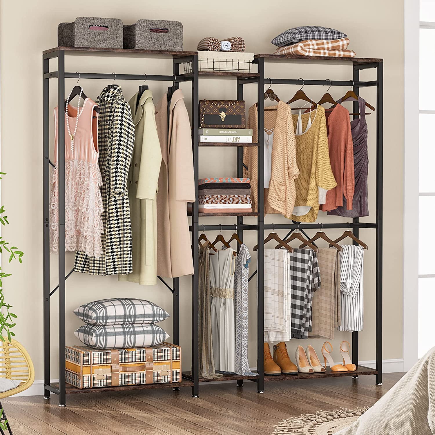 Tribesigns Freestanding Closet Organizer, Heavy Duty Clothes Rack with