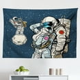 thumbnail image 1 of Astronaut Tapestry, Human in Outer Space Driving a Classic Car Near Planet Earth, Fabric Wall Hanging Decor for Bedroom Living Room Dorm, 2 Sizes, Dark Sky Blue Multicolor, by Ambesonne, 1 of 1
