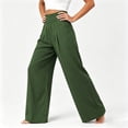 thumbnail image 3 of Mifsaly Womens Travel Pants High Waisted Wide Leg Flowy Pants Relaxed Fit Summer Beach Lounge Bottoms for Vacation and Everyday Army Green,XXL, 3 of 4
