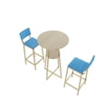 thumbnail image 5 of Demi Bonn 3-Piece Dining Table Set with 2 Upholstered Chairs and Storage, Kitchen Bar Table Furniture Sets for Dining Room, Apartment, Blue, 5 of 12