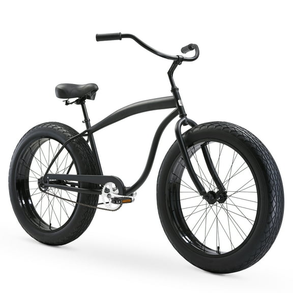 sixthreezero In the Barrel Men's Fat Tire Bicycle, Single Speed Beach Cruiser Bike, Matte Black