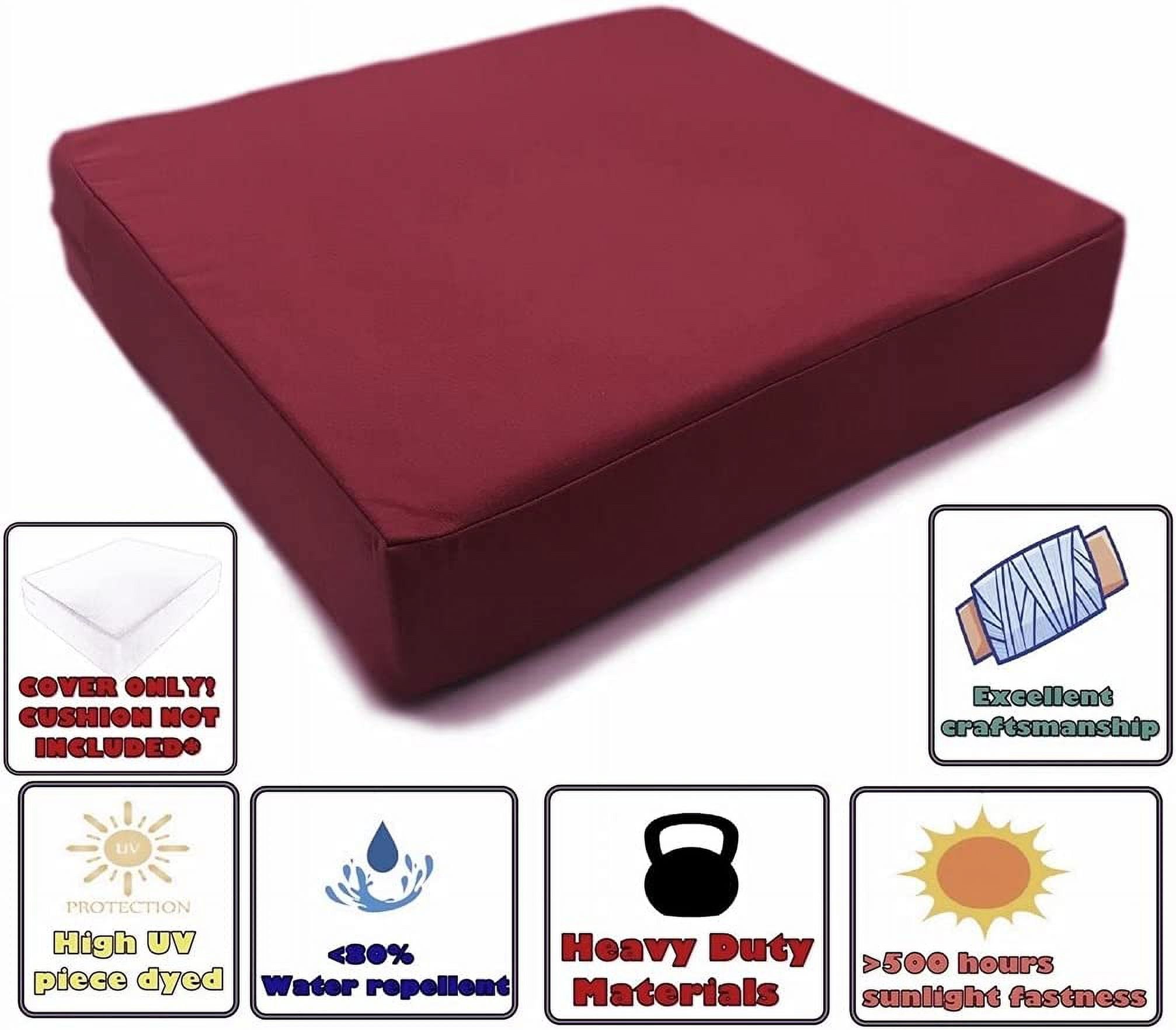 Burgundy  Outdoor Water Patio Chair Cushion Seat Pillow Covers (24 Inch x24 Inch x4 Inch (3 Covers))