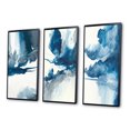 thumbnail image 3 of Designart "Solitary Majesty in Imperial Blue Splendor I" Abstract Liquid Ink Framed Wall Art Set Of 3 - Blue Modern Frame Canvas Set For Living Room Decor, 3 of 6