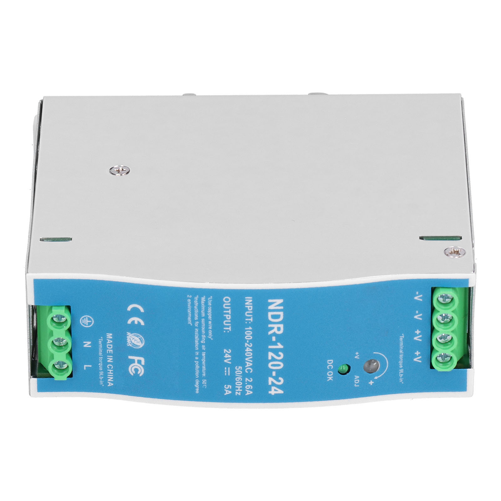 Alimentation Rail DIN NDR-120-24 – 120W, 24V, 5A, Protection Complète Pour Installations Industrielles