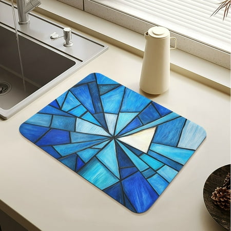 

Wobogo Blue Irregular Glass Dish Drying Mats Diatomaceous Earth Super Absorbent Non-slip Rubber Sole 15.7×11.8in