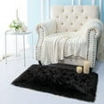 thumbnail image 7 of YJ.GWL Fluffy Faux Sheepskin Plush Area Rug Soft Fuzzy Rugs Floor Carpet for Bedroom Living Room, 3'x 5',Black, 7 of 7