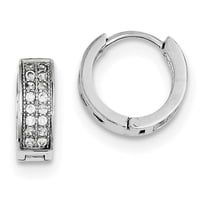 Primal Silver Sterling Silver Rhodium-plated Cubic Zirconia Hinged Hoop Earrings