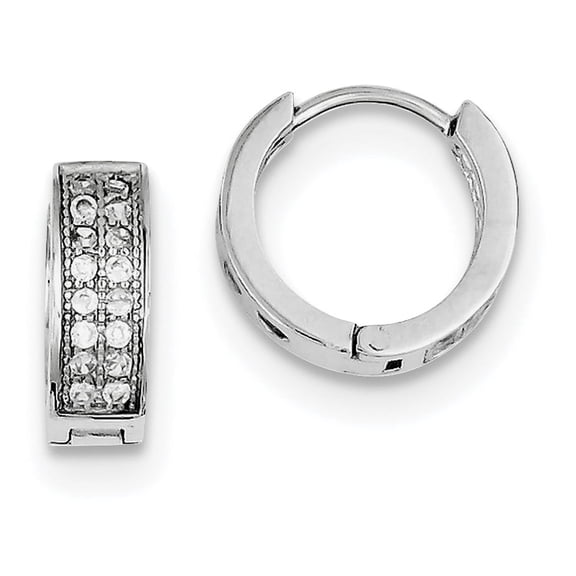 Primal Silver Sterling Silver Rhodium-plated Cubic Zirconia Hinged Hoop Earrings